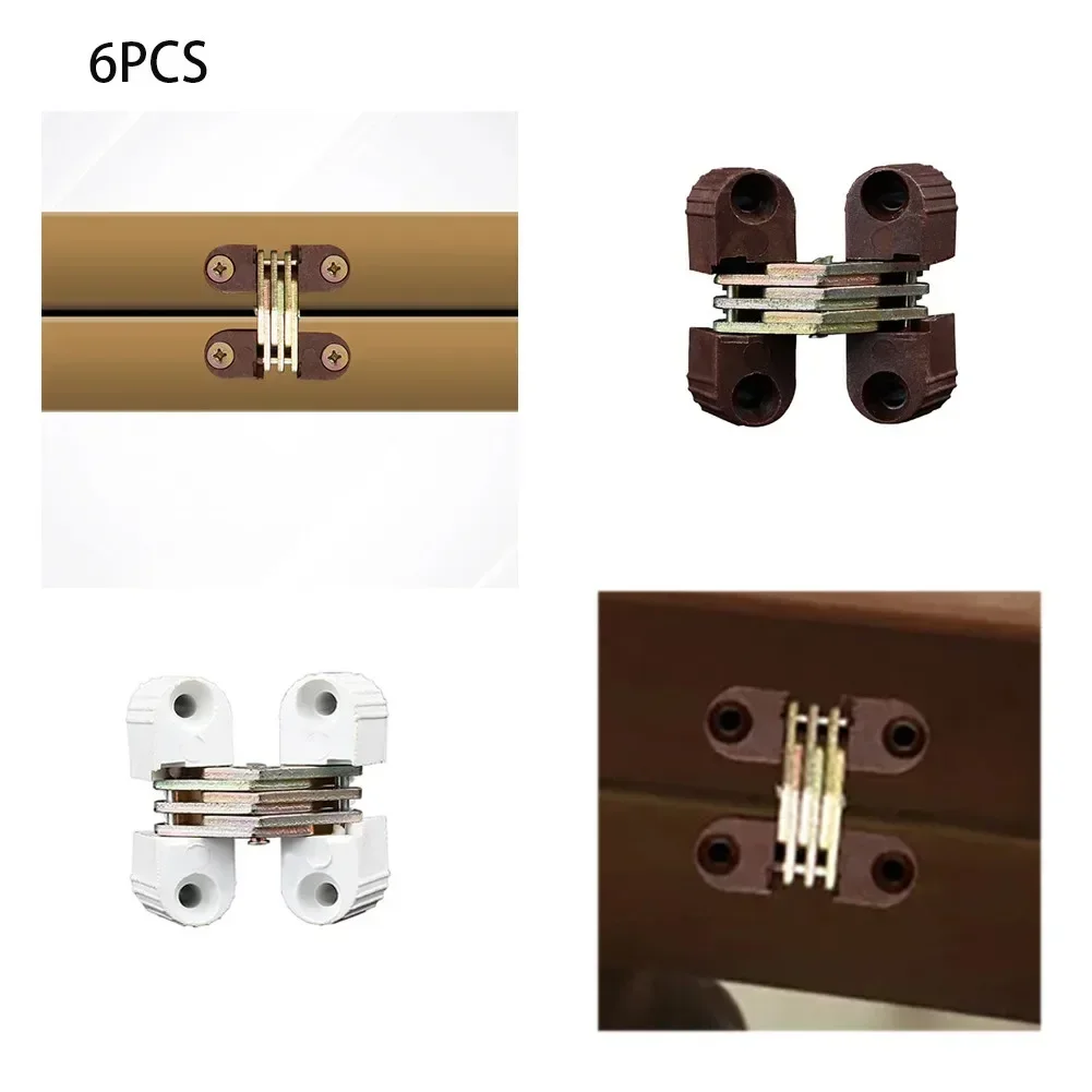 6Pcs Invisible Folding Door Barrel Cross Hinge Plastic Invisible Concealed Hinge Furniture Repair Replacement Hardware