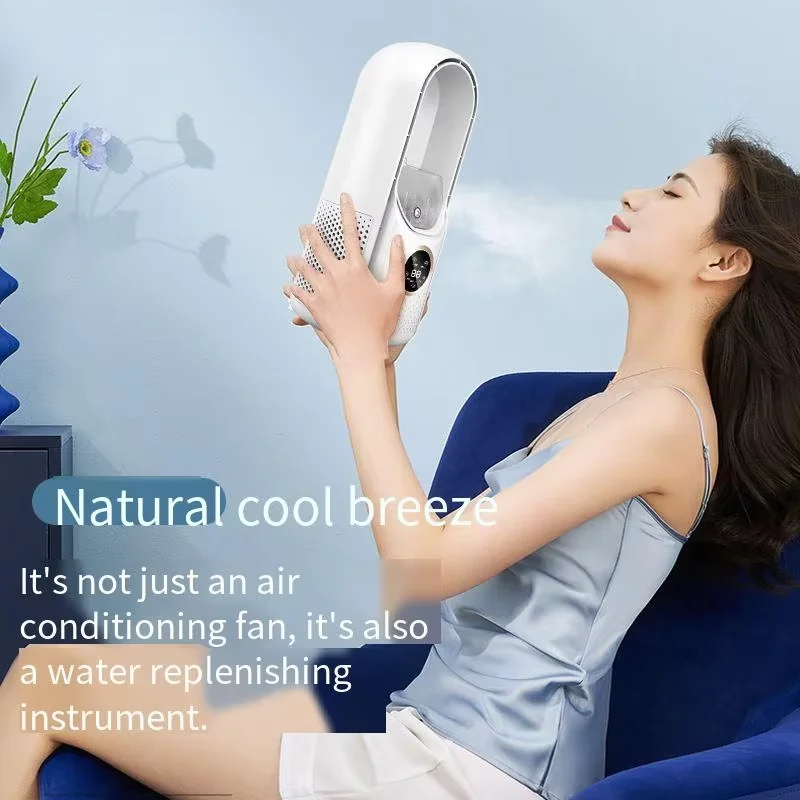 Vaneless Portable Mini Desktop Humidifying Fan Usb Charging Silent Operation Cooling Spray Air Conditioning Level Cool.