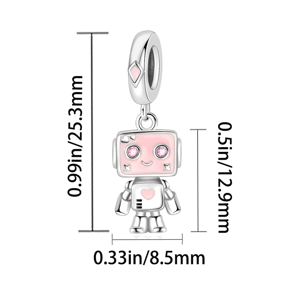 Pan Charms Original Cute Robot Dangle Charm Bracelet Pendant Jewelry