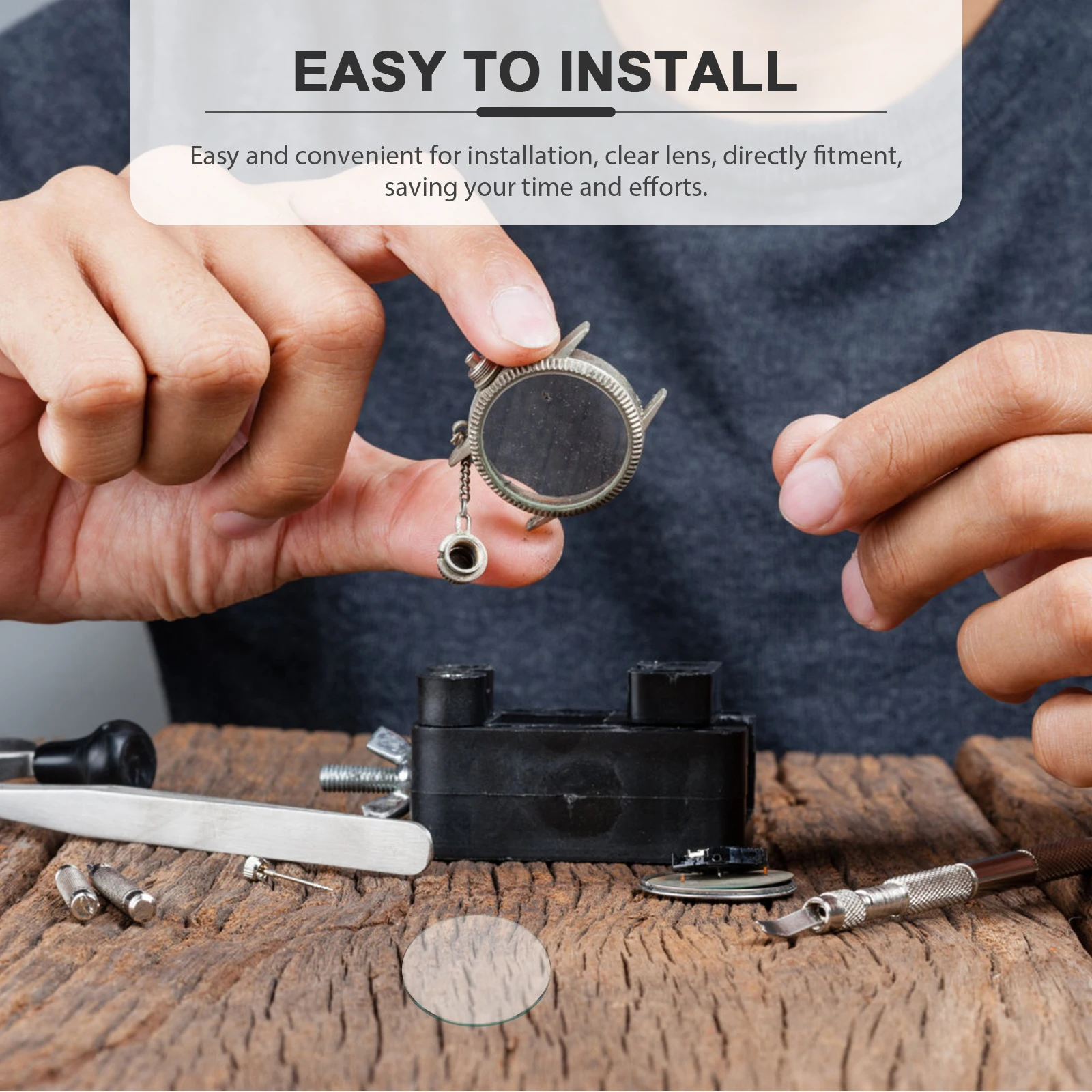 

10Pcs Professional Watch Lens Glass Flat Wear-Resistant Durable Transparent Replacement Compact Repair Accessories Clear Watch