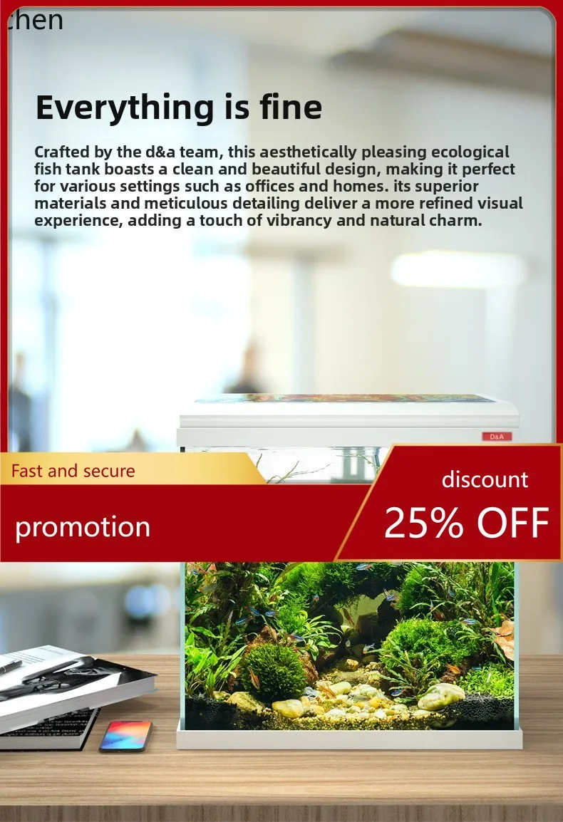 ZML Ecological Tank Ultra-clear Glass Living Room Integrated Tank Self-circulating Fish Aquarium