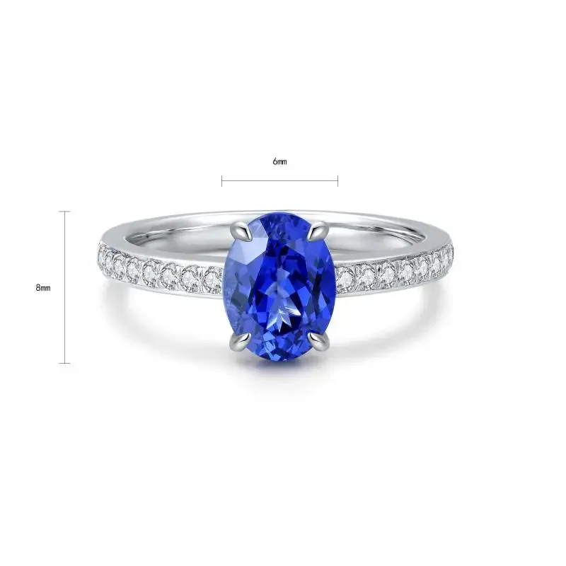 RUIF 2024 New Royal Blue Lab Sapphire S925 Silver Rings Oval Shape 1.75ct Lab Gemstone Weddingring for Women