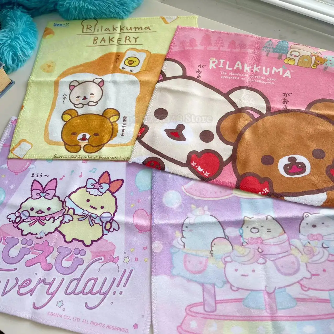 Lindo oso fácil esquina 25cm toalla cuadrada Rilakkuma toallas de mano paño de limpieza pequeño Lazybear absorbente impresión de fibra ultrafina