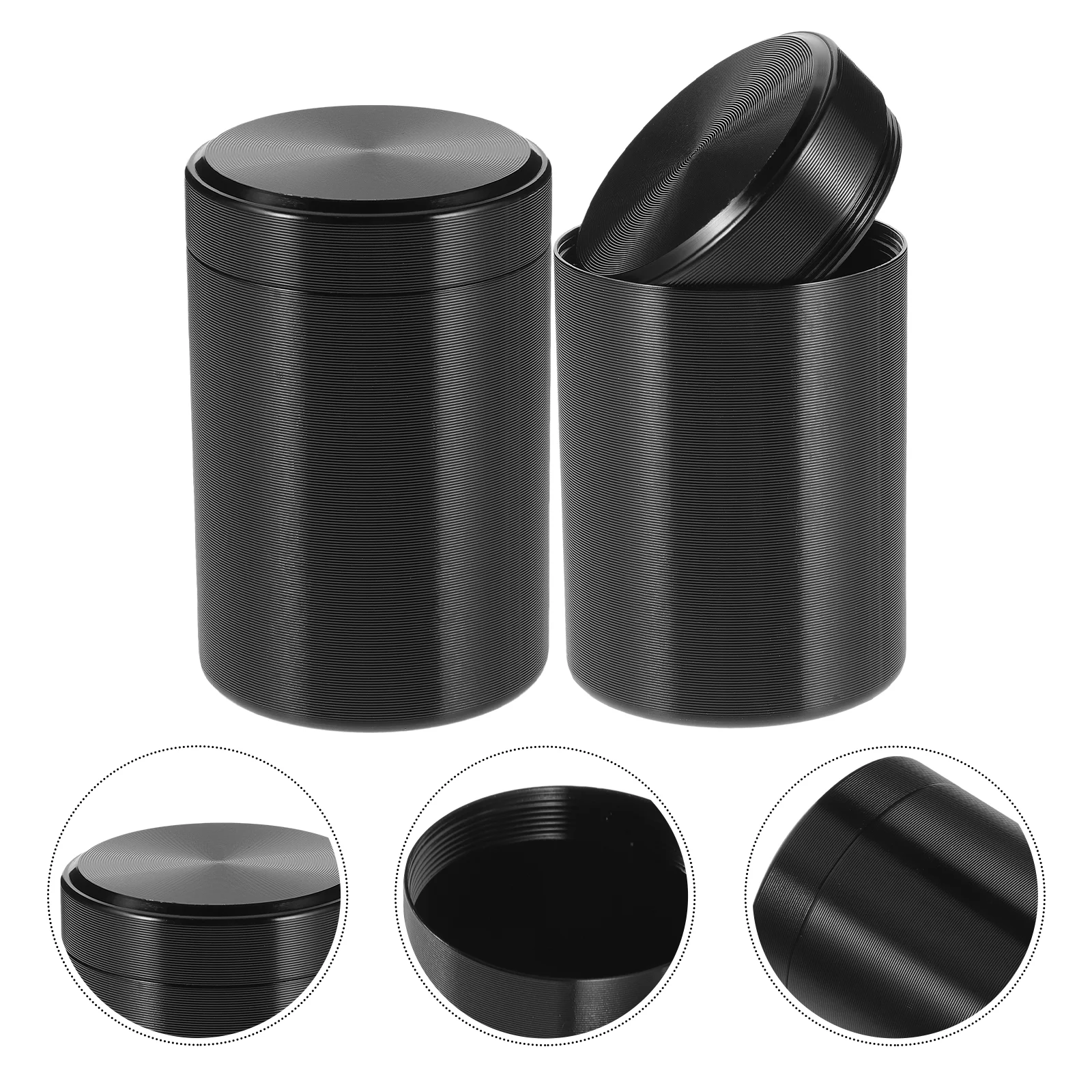 

2 Pcs Mini Tea Caddy Container Loose Canister Storage Jar Home Accessory Food Containers with Lids Teapot Portable Round Metal