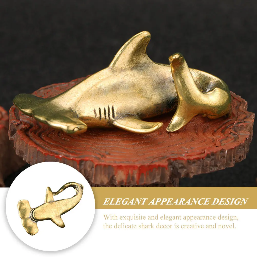 

Brass Shark Retro Desktop Decor For Home Office Indoor Miniature Sculpture Shark Ornament Craft Statue