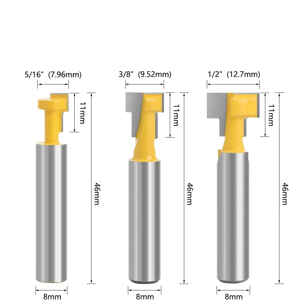LAVIE 8mm Shank T-Slot Cutter Router Bit Set Key Hole Bits Hex Bolt T Slotting Milling Cutter for Wood Woodworking Tool  Фреза