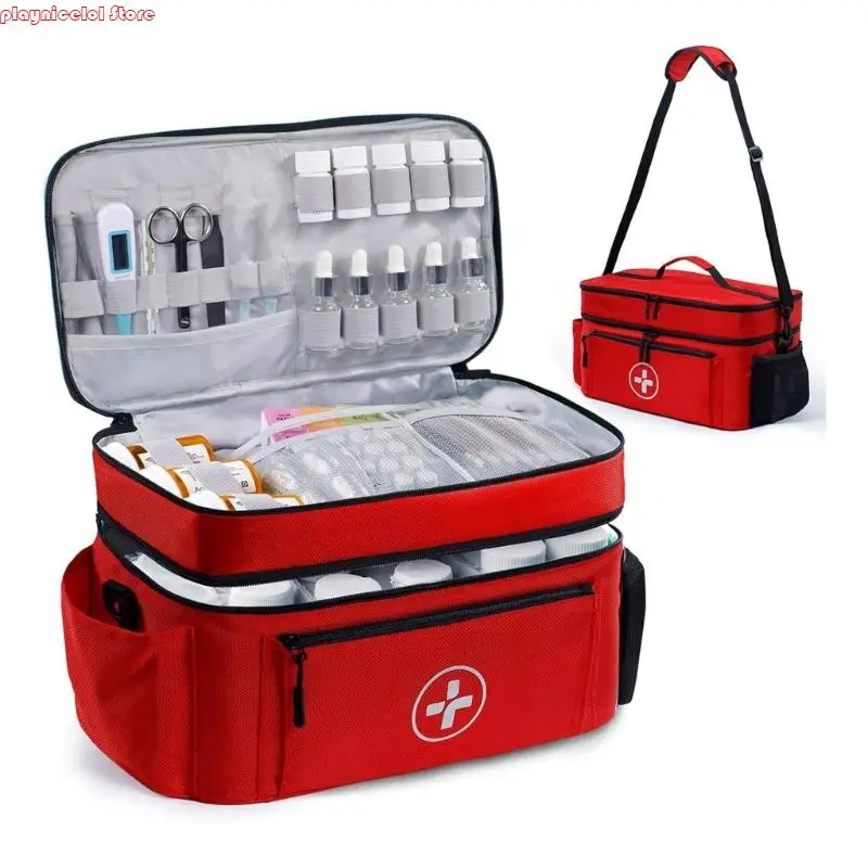 

E8BA Adjustable First Aid Bag Multiple Pocket Portable Supply Organizers