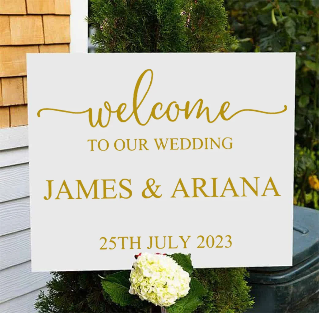 Customized Welcome Mirror Vinyl Sticker Personalized Names and Date Wall Decal Wedding Party Decor Wedding Sign Vinyl Mural S627