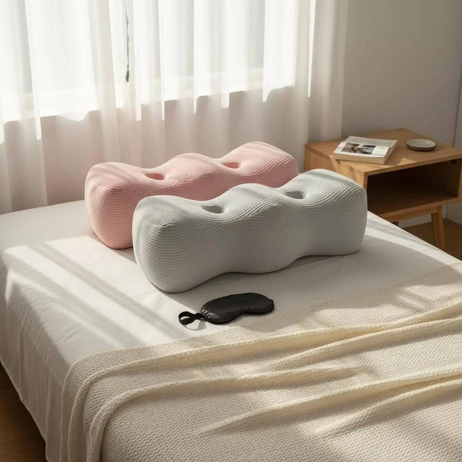 Memory Foam Knee Soft Cushion and Resilient Memory Foam Leg Pillow Breathable Contoured Leg Rest Cushion for Women, Sleeping,