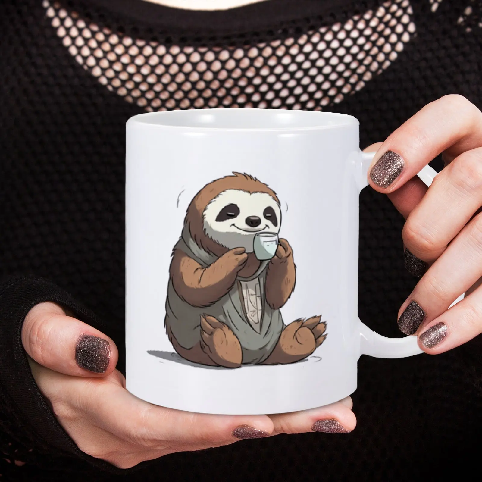 1pc 11oz Funny Sloth Ceramic Coffee Mug Cup Cute Cartoon Sloth Drinkware Gift for Coworker Friend Women Creative Novelty Gifts