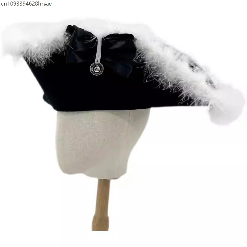 Il cappello tricorne del XVIII secolo in lana nera Frederick Prussia Germania Berretto Nero Accessori per adulti da 56 cm a 58 cm Dimensioni testa