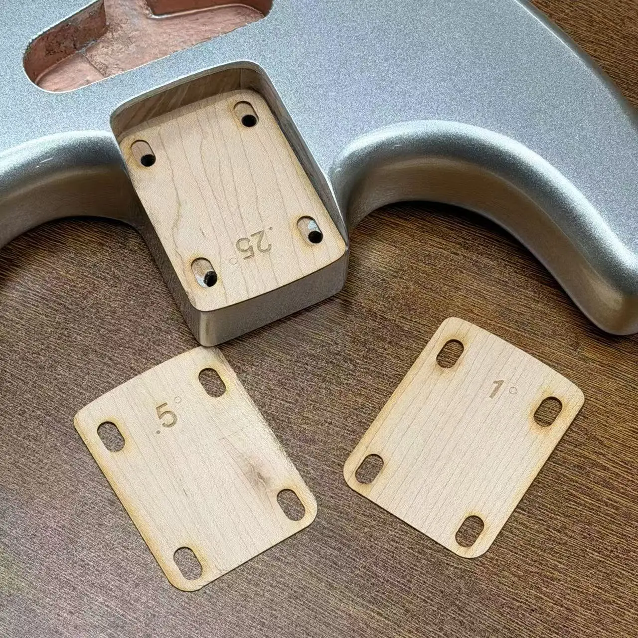 Guitar Neck Shims Set 0.25° 0.5° 1° Wooden Shims for Bolt-On Neck Adjustment Guitar Accessories Pro