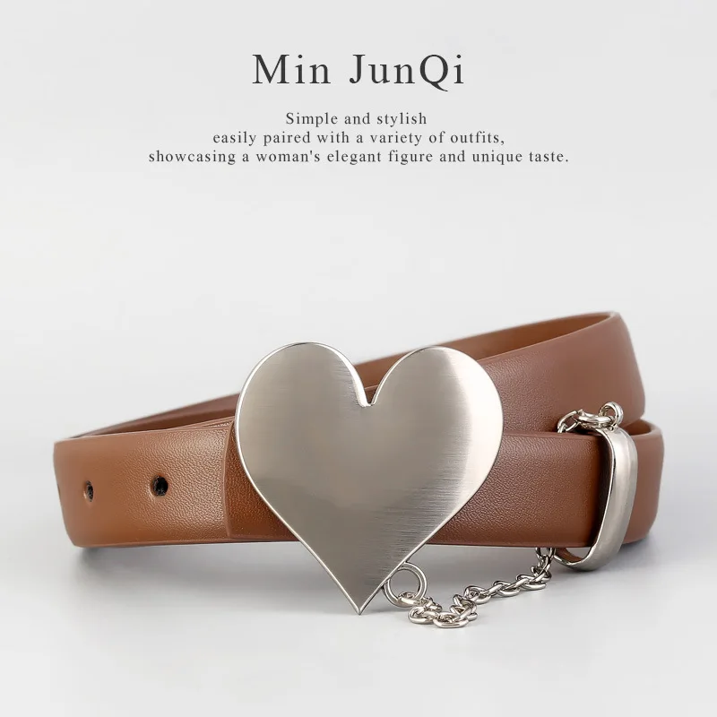 

Регулируемые женские ремни из натуральной коричневой кожи с серебряной металлической пряжкой, 2026