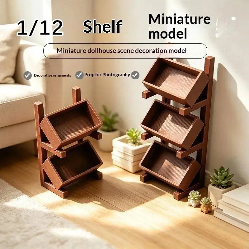 Mini Dollhouse Simulated Display Storage Shelf Ornament Durable Tiny Furniture for Micro Landscape Desktop Home Decor