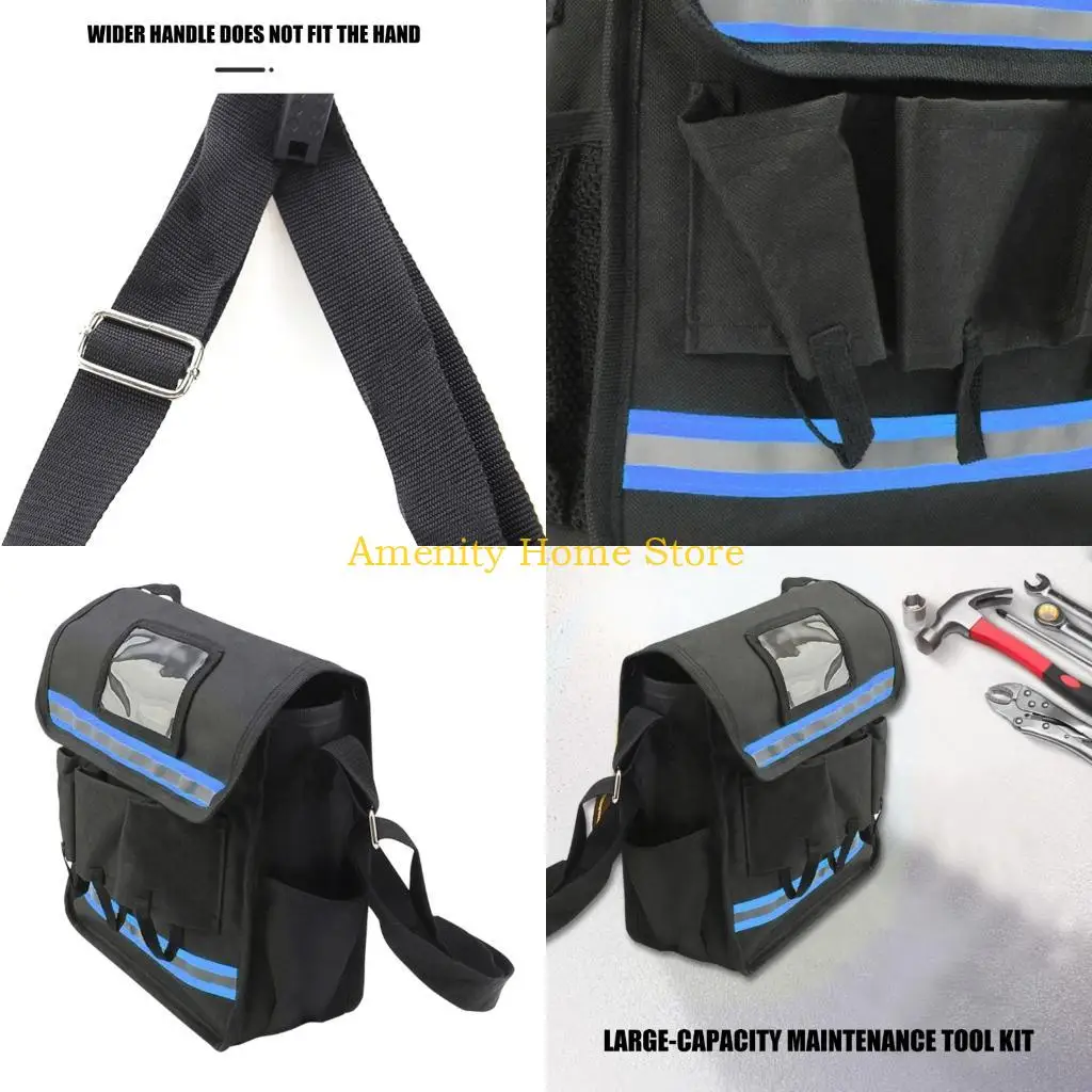 F26C Heavy Duty Electrician Tool Bag Wide Mouth Tools Storage Bag with Adjustable Shoulder Strap Storage Handbag