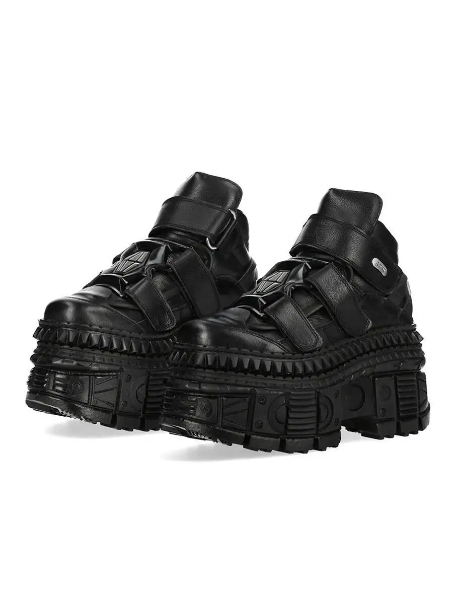Gothic Black Platform Shoes Rock Metal Daddy Shoes Men's and Women's Punk Small Leather Shoes Muffin Bottom Heightened Single
