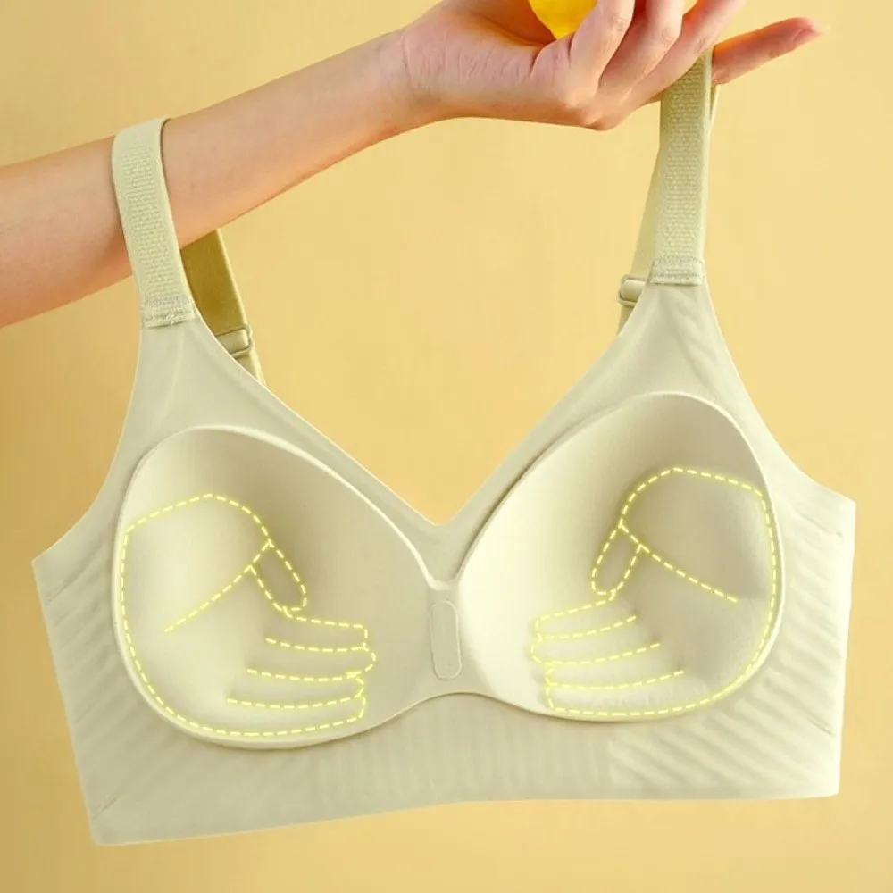 حمالة صدر بدون خياطة بحروف إنجليزية مقاومة للصدمات ومضادة للترهل حمالة صدر لاسلكية عميقة على شكل حرف V ملابس داخلية جيلي بلون سادة للنساء لليوجا