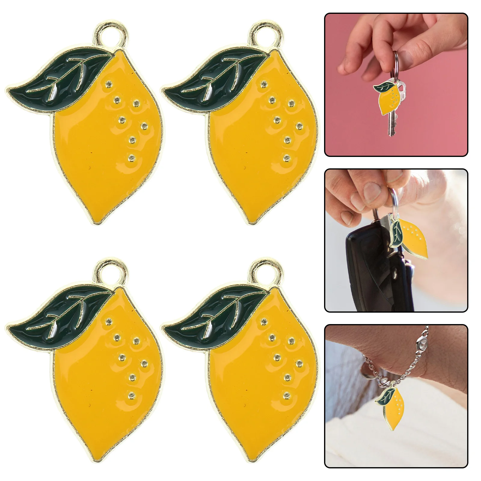 

10Pcs Lemon Pendant Jewelry Charms Alloy DIY Necklace Making Fruit Keychain Pendants Clavicle Accessories Resin Charm