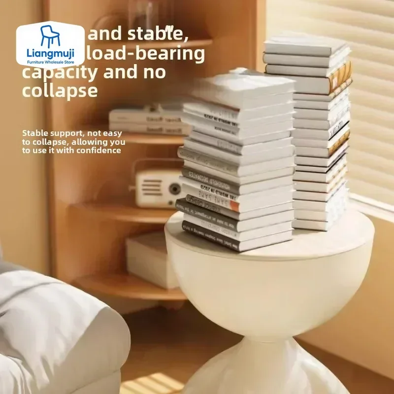 1pc Modern Round Matte Finish Side Table - Small Storage Rack Stool for Living Room, Bedside Nightstand, Minimalist Coffee Table