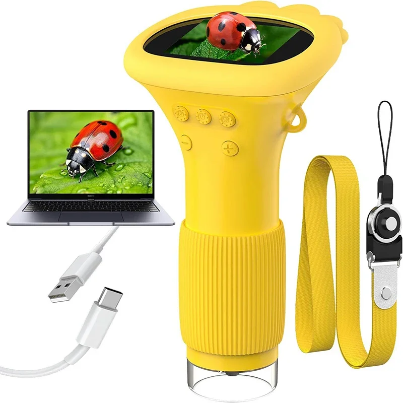 

Portable Digital Microscope for Kids Pocket Handheld Microscope Camera with 2'' Inch Screen Educational Science