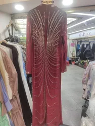 2025 New O-neck Long Sleeve Velvet Dresses, Elegant Temperament, Hot Diamond, French Style, Retro Style, Early Spring