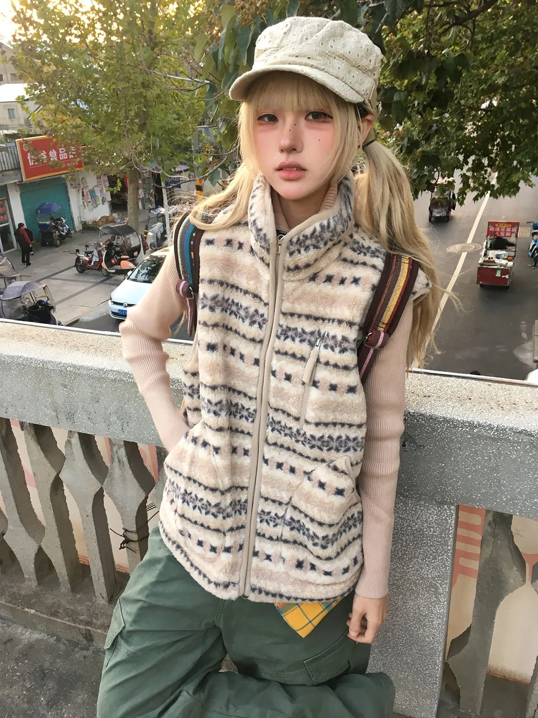 

Двусторонний жилет из овечьей шерсти, теплый зимний, с воротником-стойкой, молодежный, модный, на молнии, повседневная одежда