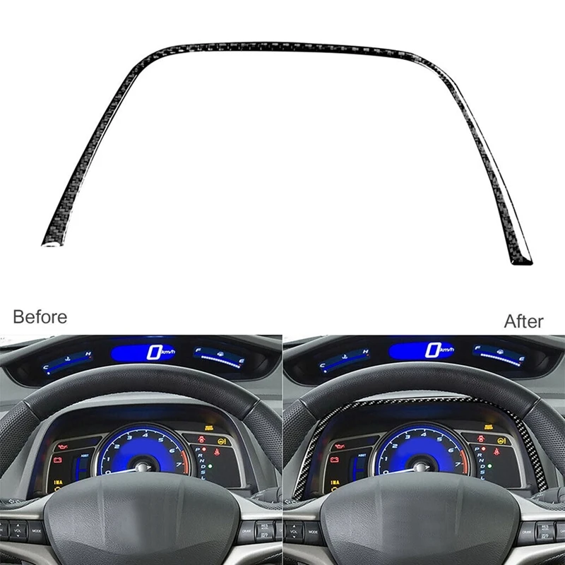 Carbon Fiber Dashboard Instrument Strip Trim Shift Knob Cover For Honda Civic 8Th Gen 2006-2011
