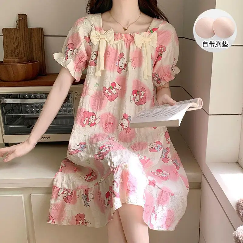 

Cartoon Night Dress My Melody Fashion Kawaii Sweet Cute Comfortable Casual Breathable Loose Home Clothing Gift Girlfriend