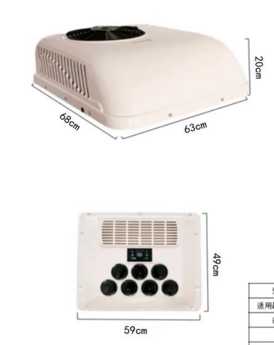 مكيف هواء RV صغير على السطح 110 فولت 220 فولت 96 فولت 12 فولت 24 فولت 12 فولت كارافان، كارافان مينيفان