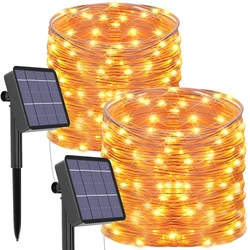 Solor-luces LED de hadas, resistente al agua guirnalda de alambre de cobre, para exteriores, jardín, árbol, Patio, valla, decoración de Navidad