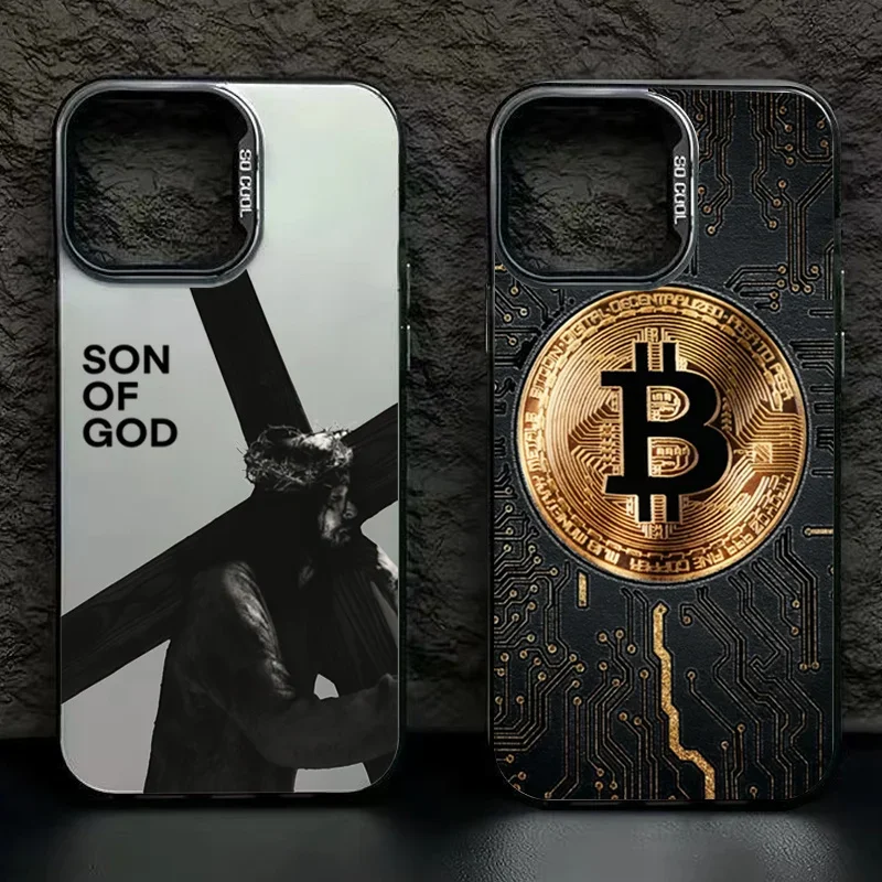 Luxury Bitcoin  Phone Case For Xiaomi Mi 14T 14 3 12T 13T Pro 11 Lite 5G NE POCO M6 F6 F5 X6 M6 Electroplate Silver IMD Cover