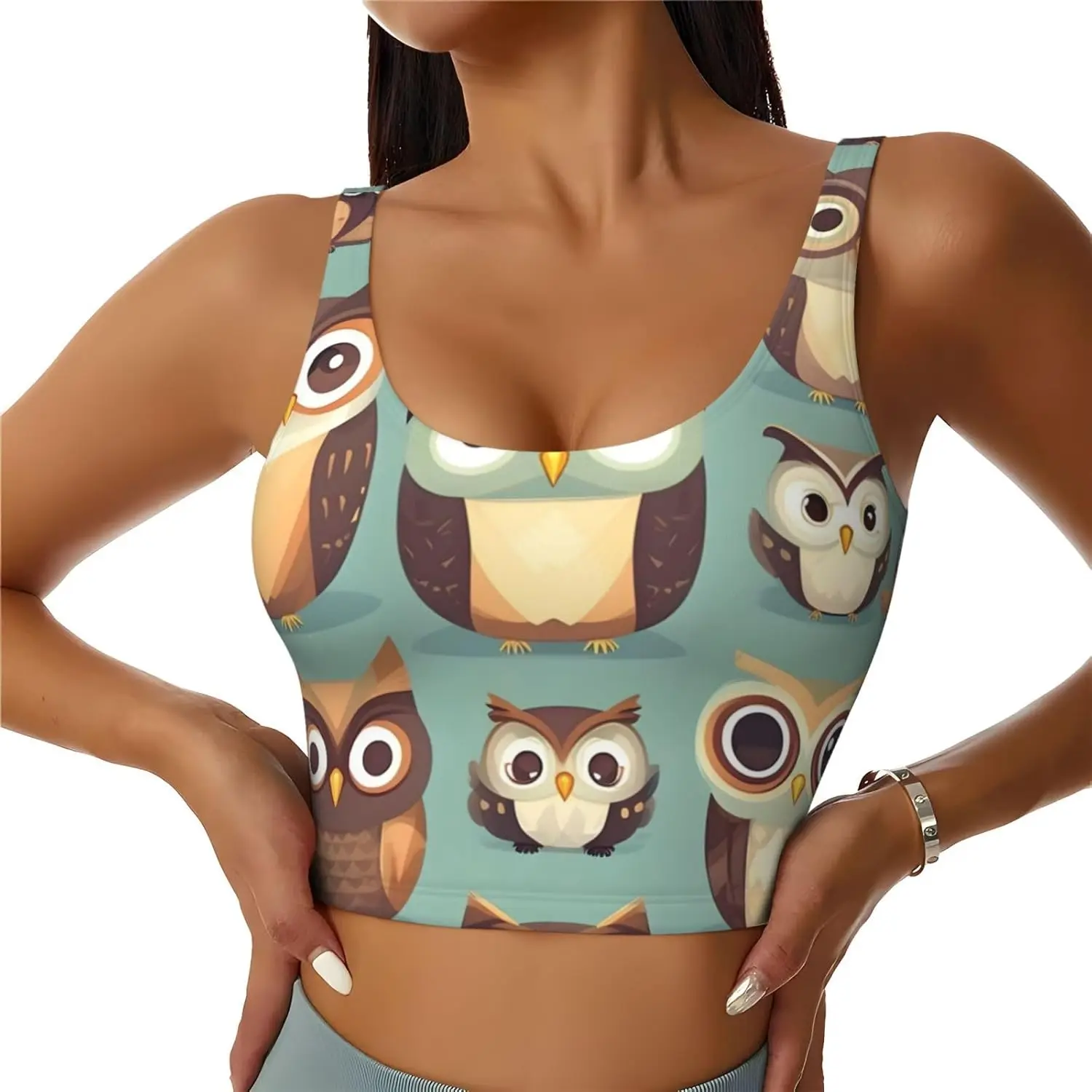 

Animal Cartoon Owls Cute Print Womens Utility Vest Sports Vest Yoga Workout Vest for Women Lightweight Summer