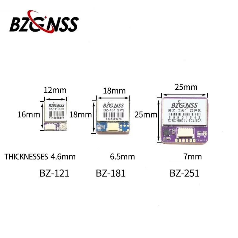 Bzgns BZ-121 BZ-181 BZ-251 módulo de posicionamento gps de protocolo duplo 1hz-10hz para fpv fora de controle de resgate peça de drone rc de asa fixa