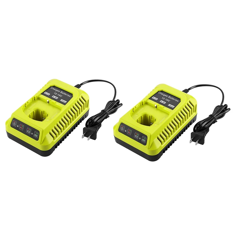 

2X P117 Battery Charger For Ryobi 12V-18V NI-CD NI-MH Li-Ion Battery For Ryobi P102 P103 P104 P105 P107 Battery, US Plug