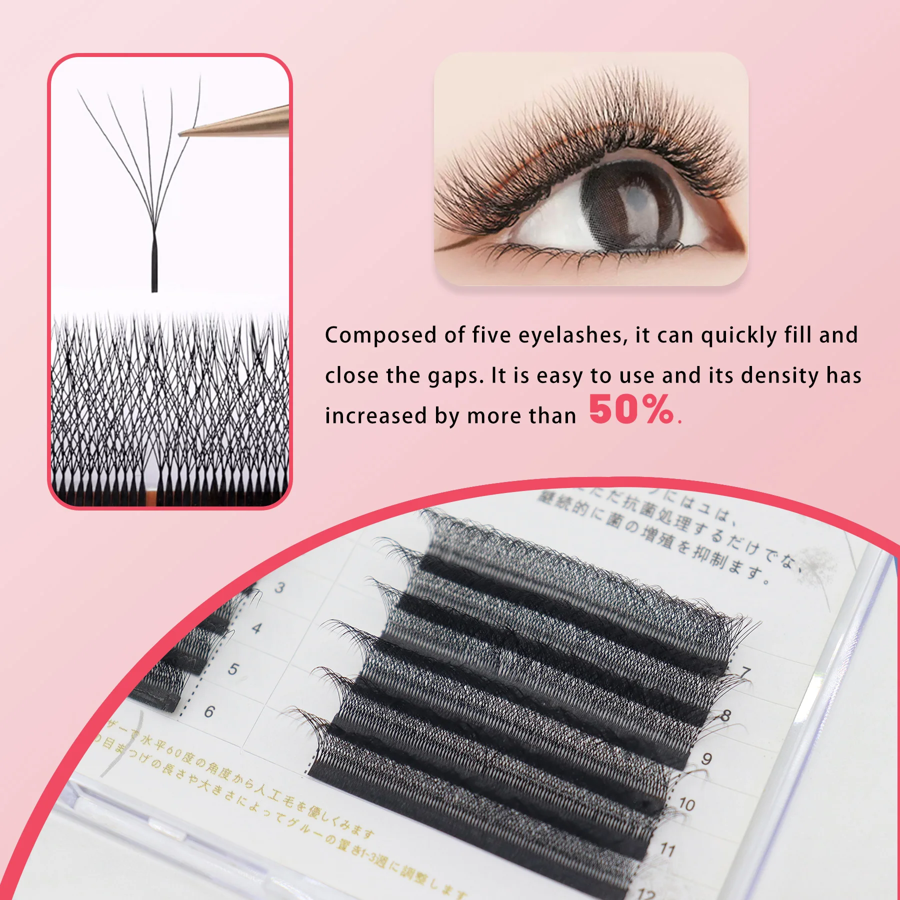 5D false eyelashes, soft light black color. High-end five-leaf-shaped eyelashes, not prone to root loss, handcrafted