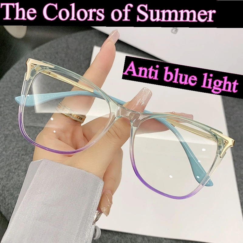 New Version of Cat Eye Women's Large Frame Flat Light Glasses Anti Blue Light Korean Plain Frame Accessories Eyewear&Accessories