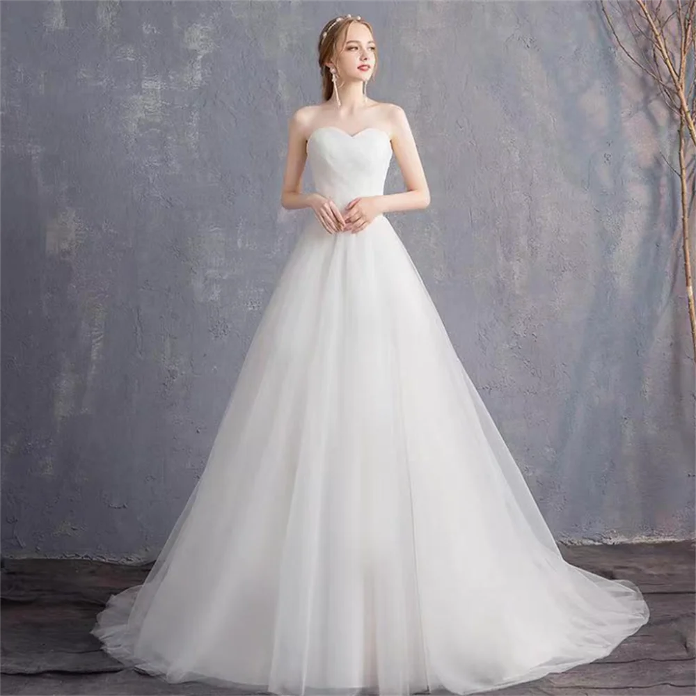 

Romantic Sweetheart 2024 Wedding Dresses Modern Bridal Dress Sleeveless Robes Tulle Fairy Ball Gown Customized ﻿A046