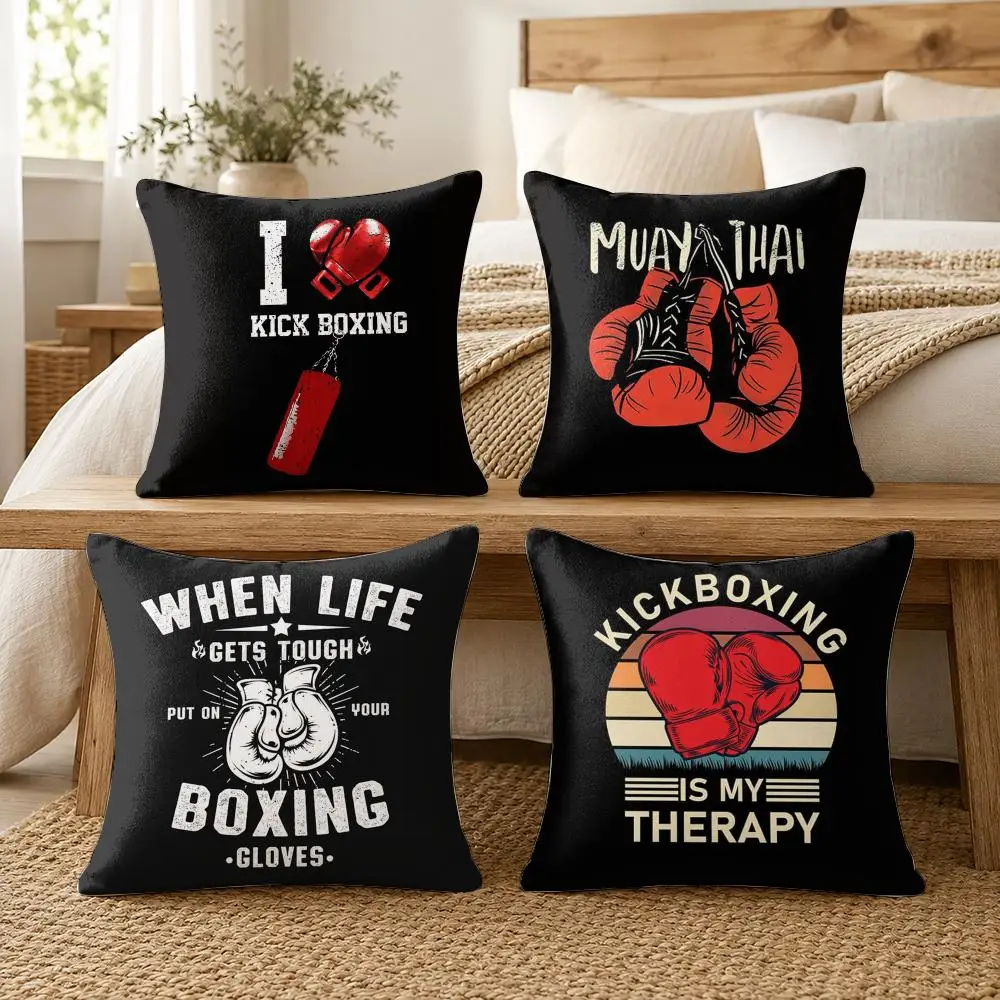 Boxing Gloves Design Cushion Cover Silky Short Plush Invisible Zipper Dustproof Sofa Pillow Case For Home Decor