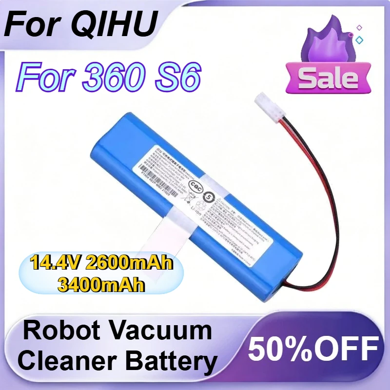 

14.4V 2600mAh 3400mAh Replacement Battery for QIHU 360 S6 Rechargeable Robot Vacuum Cleaner Battery