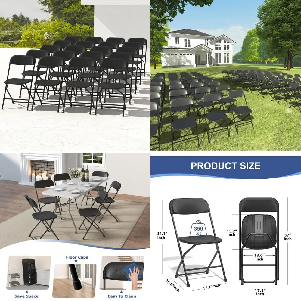 Sedie pieghevoli portatili - Confezione da 20, plastica resistente, capacità 350 libbre, ideali per eventi interni ed esterni, leggeri e facili da C