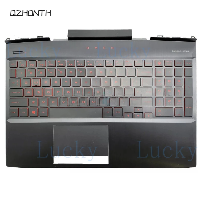 f  New For HP Omen 15-DC 15-DC0005TX Palmrest Uppre Case with Red Backlit Keyboard