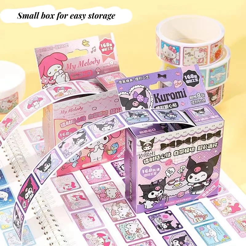 200Pcs/Box Sanrio Cartoon Pull Out Stickers Hello Kitty Kuromi Melody Cinnamoroll Sticker Girl Boy Teacher Reward Toys Gift