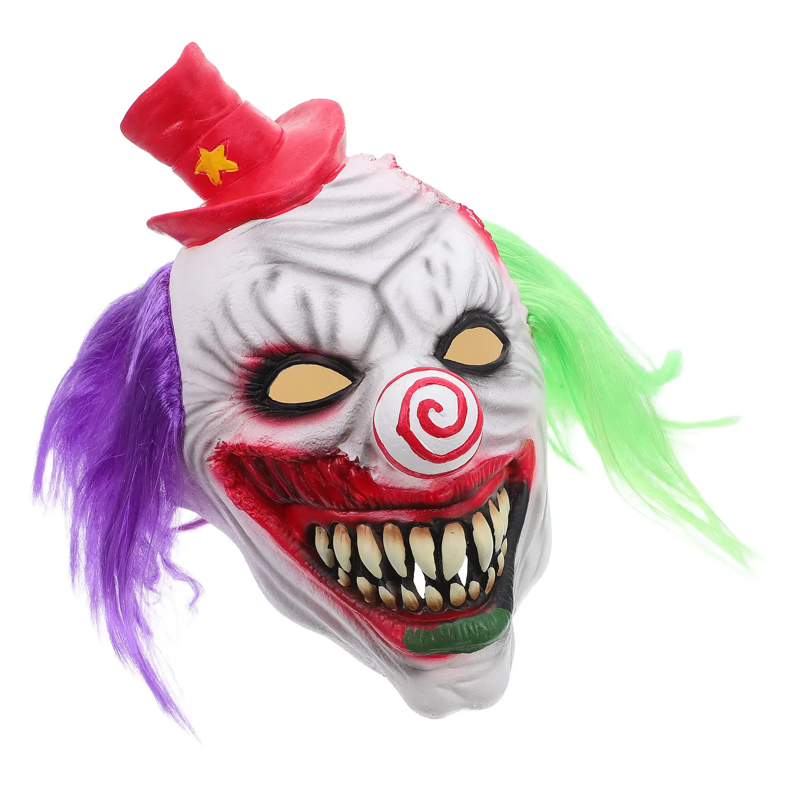 

Scary Clown Mask Adults Purple Green Hair Latex Creepy Horror Costume Accessory Halloween Haunted House Masquerade Party Cosplay