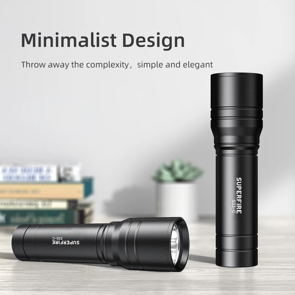 SUPERFIRE S33-C 7W Tactical Flashlight Portable Rechargeable Torch light With 800mAh Lithium Battery Suitable For Camping Hiking