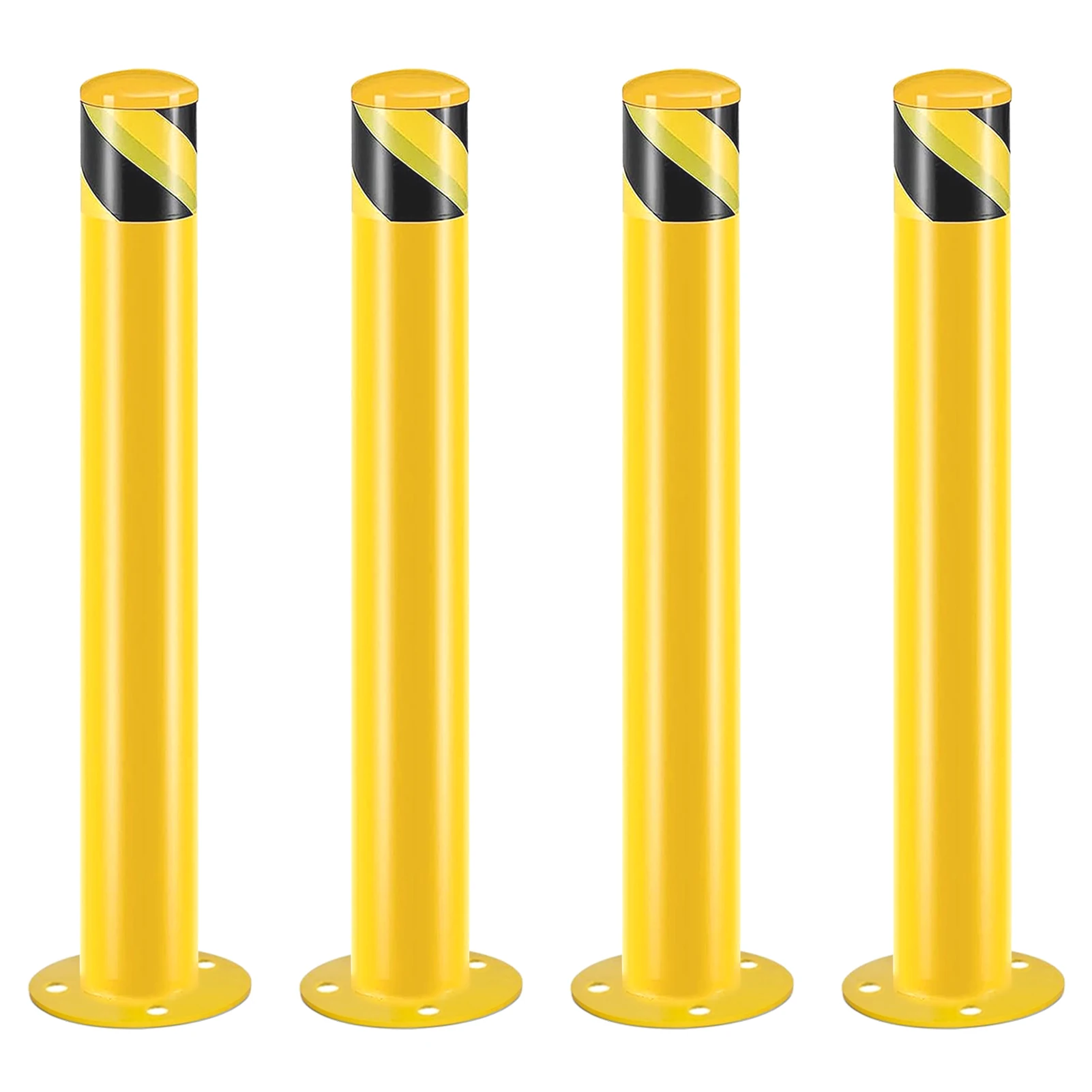 Safety Bollard Post, 42 Inch Height Steel Bollards, 3 Inch Diameter Parking Bollard, 4Pack