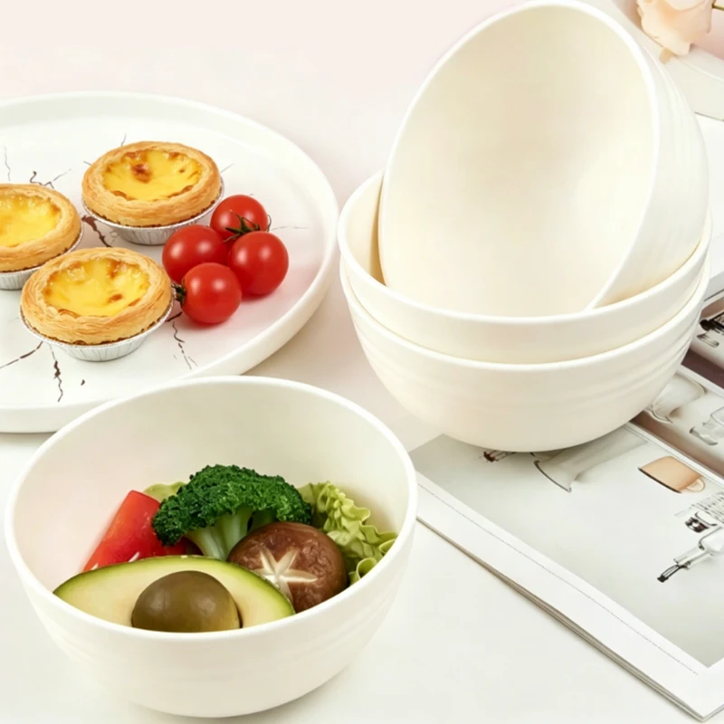 8pcs Household Rice Salad Instant Noodles Simple Fall-Resistant Round PP Bowl, Suitable for Kitchen Hotels.