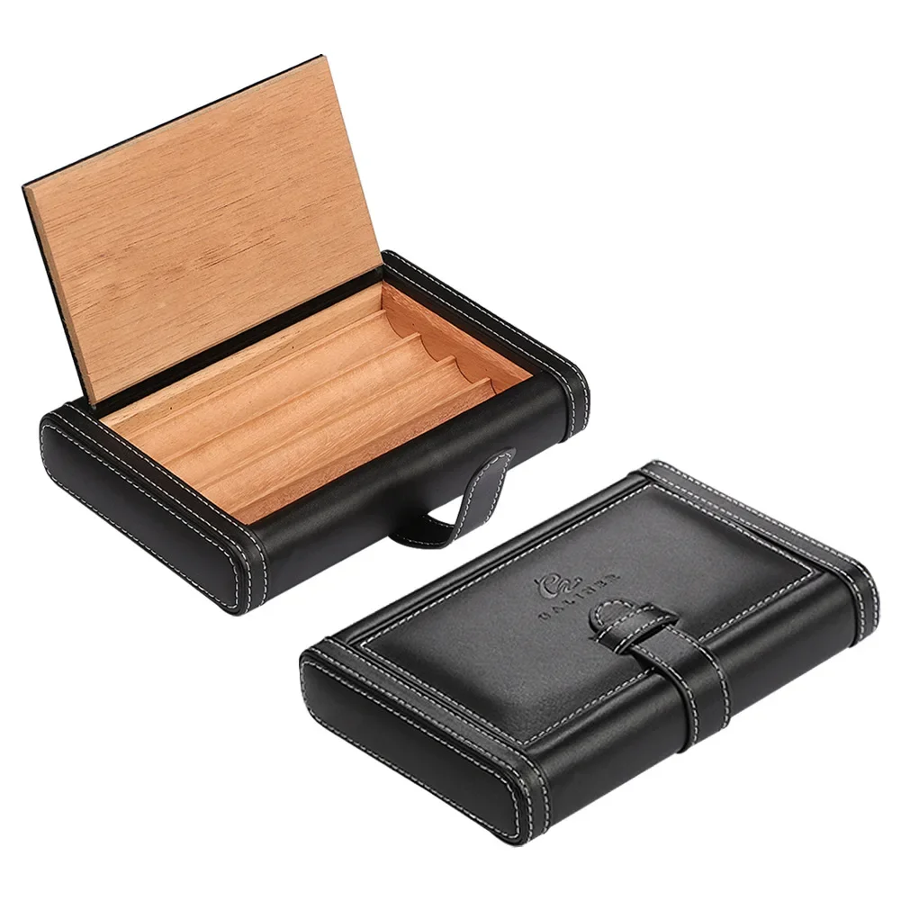 Portable Leather Cigar Case, Travel Book Style Storage Case Fit for 4 Cigars tobacco  Smoking Accessories Cigar Humidor Box