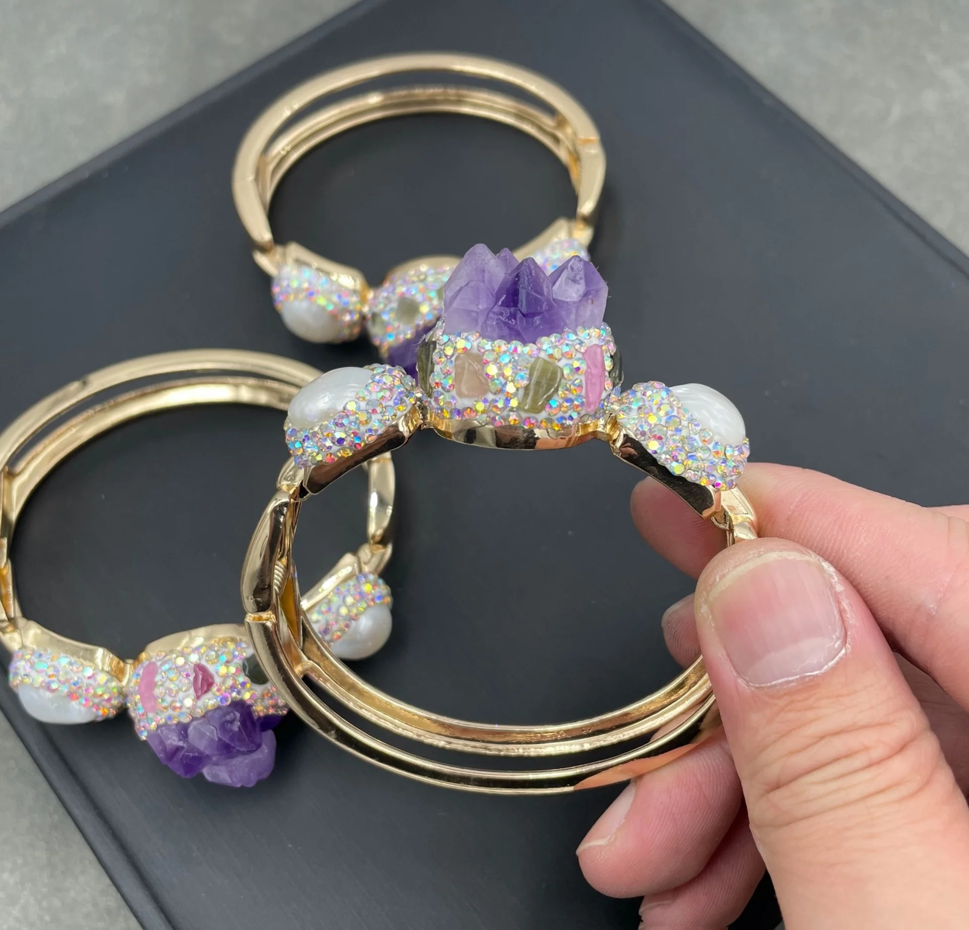 

MVB053 2024 Fashion Latest Design Freshwater Pearl Ore Amethyst Bracelet Ladies Party Jewelry Trend Anniversary Accessories