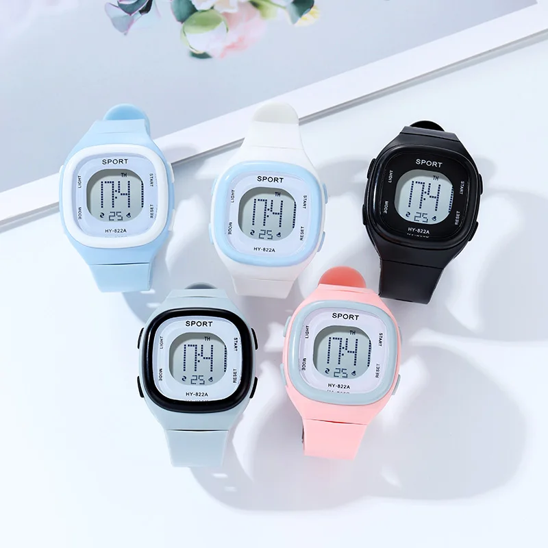 Children's jelly watch, student sports electronic watch, luminous square watch