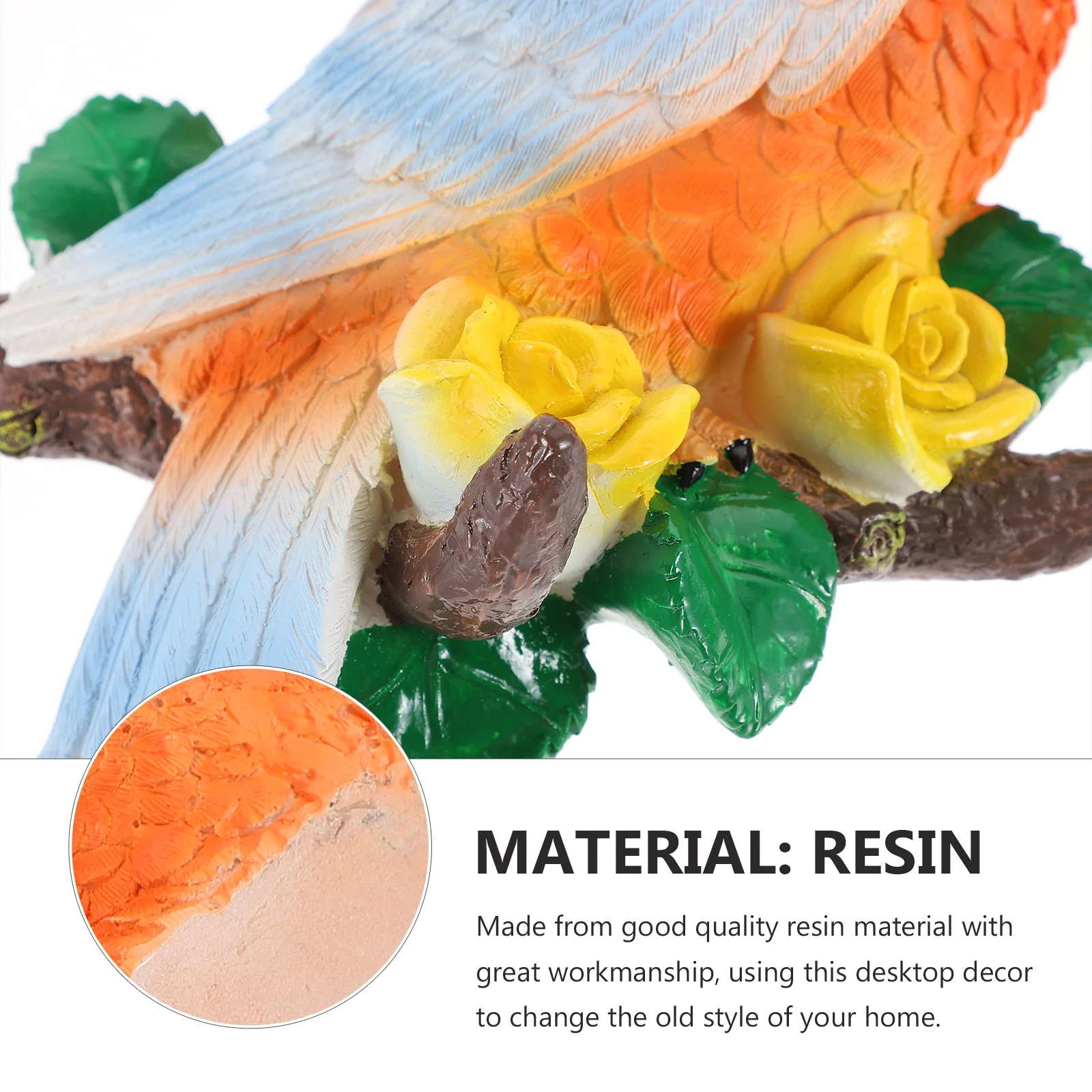 

1Pcs Colorful Parrot Resin Bird Ornament Lifelike Decoration Garden Balcony Outdoor Scene Yard Animal Craft Bird Decor